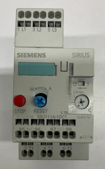 Siemens 3RU1116-1DC1 Motor Overload Relay 2.2-3.2 Amp - Like New