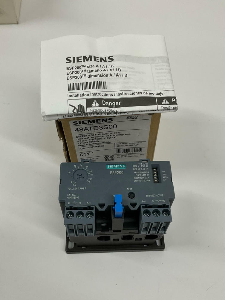 Siemens 48ATD3S00 ESP200 Solid State Overload Relay 5.5-22A