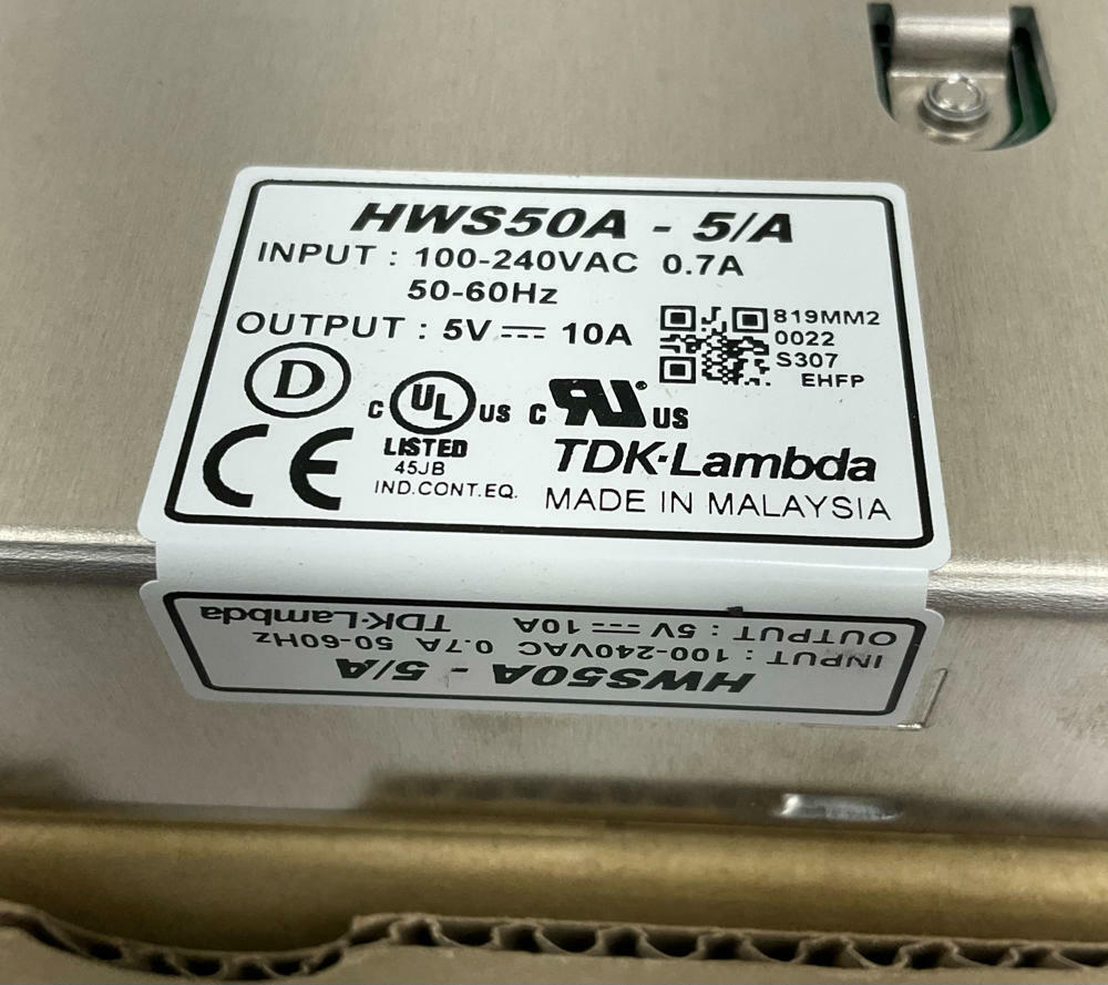 TDK LAMBDA HWS50A-5/A Power Supply Output: 5V, 10A