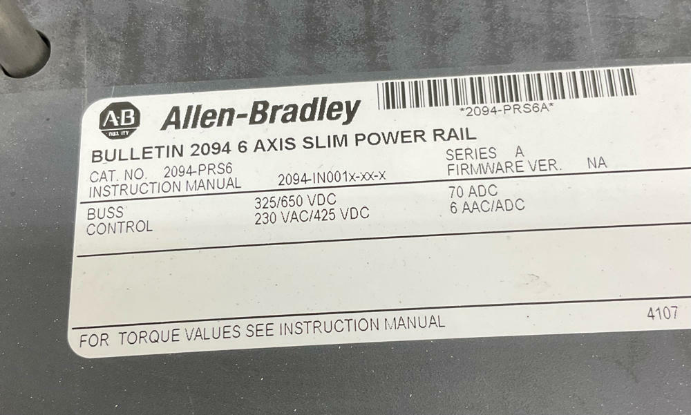 Allen Bradley 2094-PRS6 6 Axis Slim Power Rail - Very Good