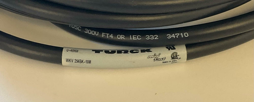 Turck  WKV-254BK-10M  Minifast 4-Pole, 2-Wire Female 90° Single End Cable 10M - Like New