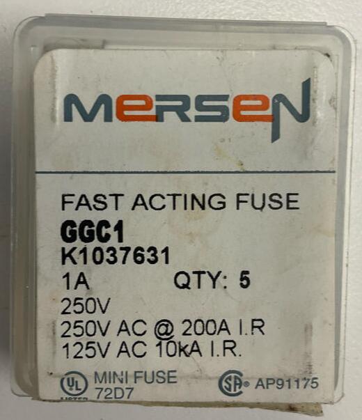 Mersen GGC1 5-Pack 1-Amp Fast Acting Fuses 125/250 VAC - Like New - 0