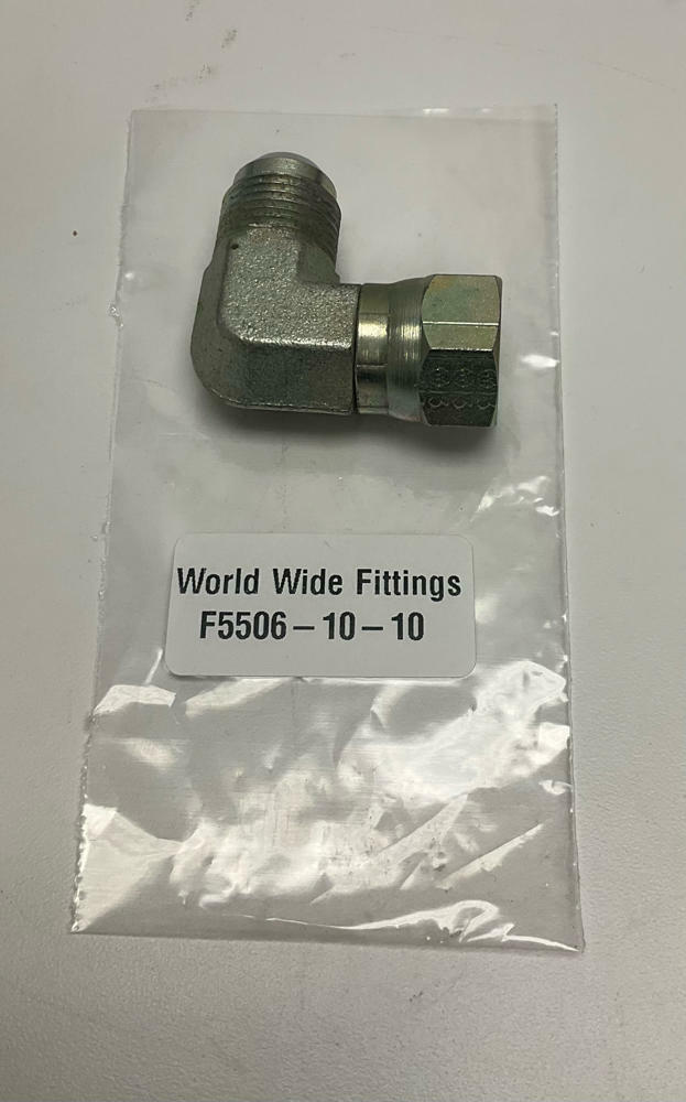 World Wide Fittings  F5506-10-10  90° Swivel Elbow  37° JIC Hydraulic fitting - Like New - 0