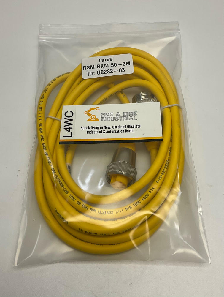 Turck  RSM-RKM-50-3M  7/8'' Minifast 5-Pin Male/Female Straight Cable  U2282-03 - Like New