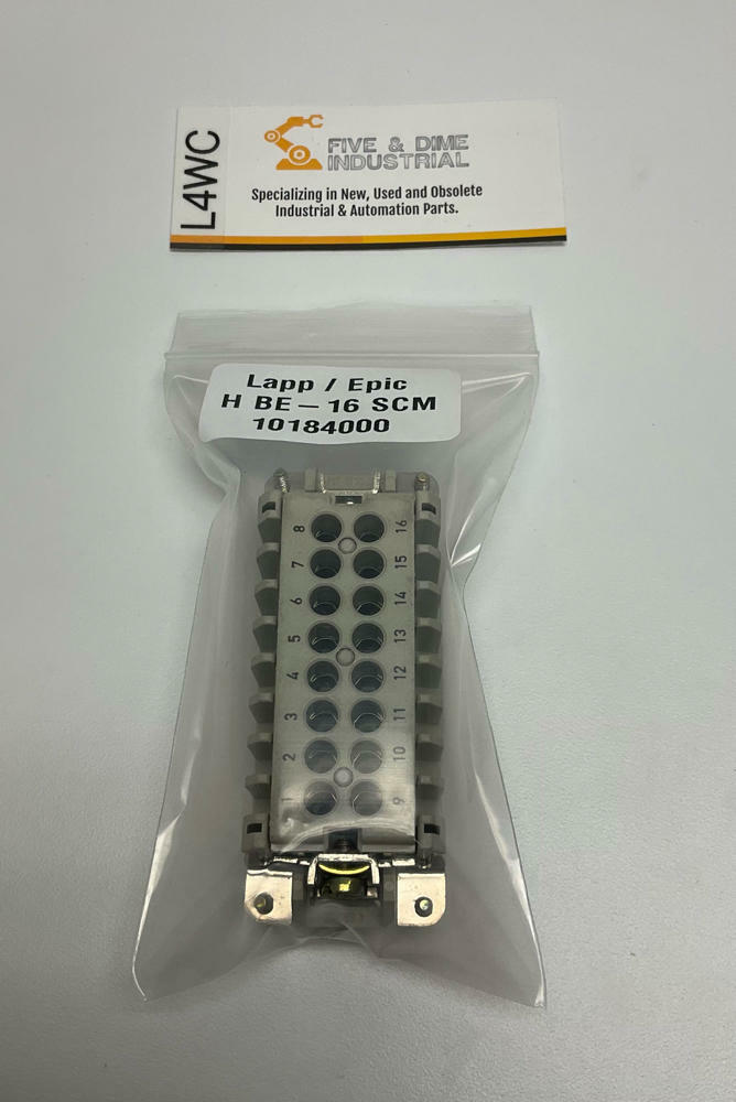 Lapp Epic  H-BE-16-SCM /  10184000 16+PE  16-Pin Connector for Male Pins - Like New