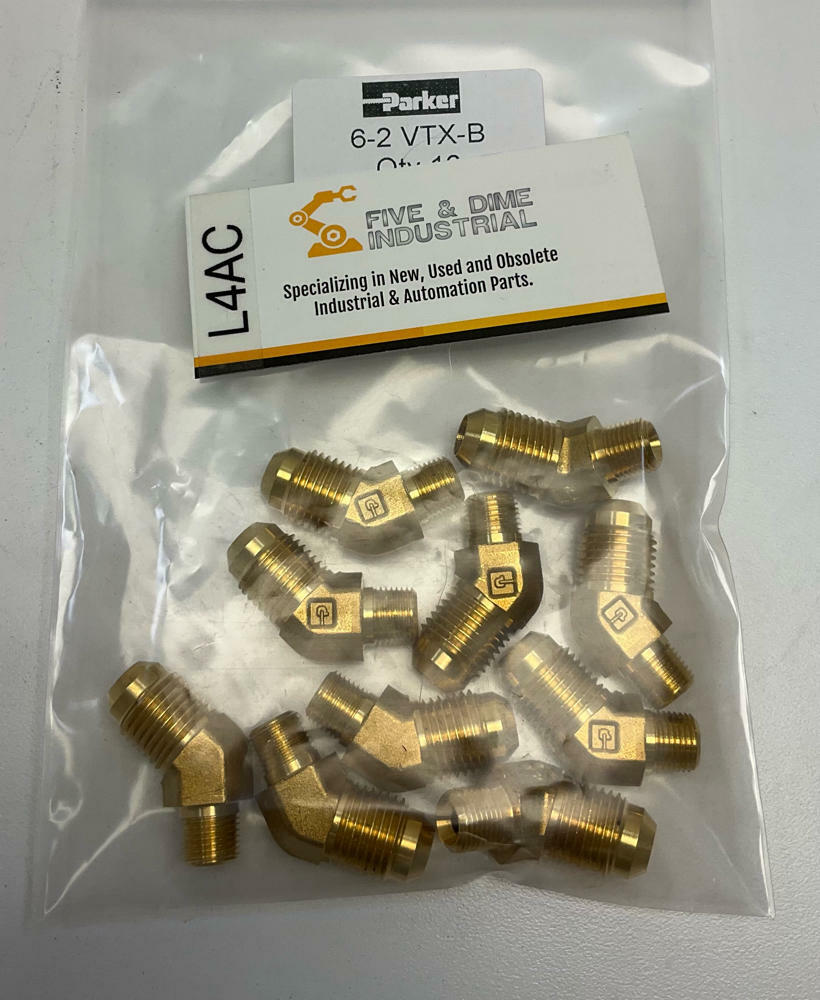 Parker 6-2-VTX-B 10-Pcs Triplelok 37° Male JIC X Male 1/8" NPT 45° Elbow Fitting - Like New