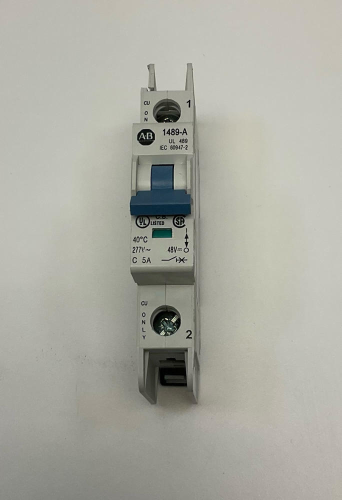 Allen Bradley  1489-A1C050  5-Amp DIN Mount Circuit Breaker 277VAC 48VDC - Like New - 0