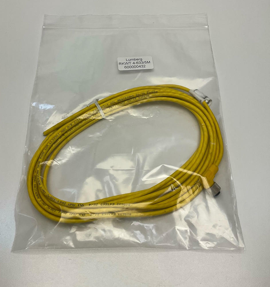 Lumberg  RKWT-4-633/5M  M12, 4-Wire 90° female Single End Cable 5-Meters - Like New - 0