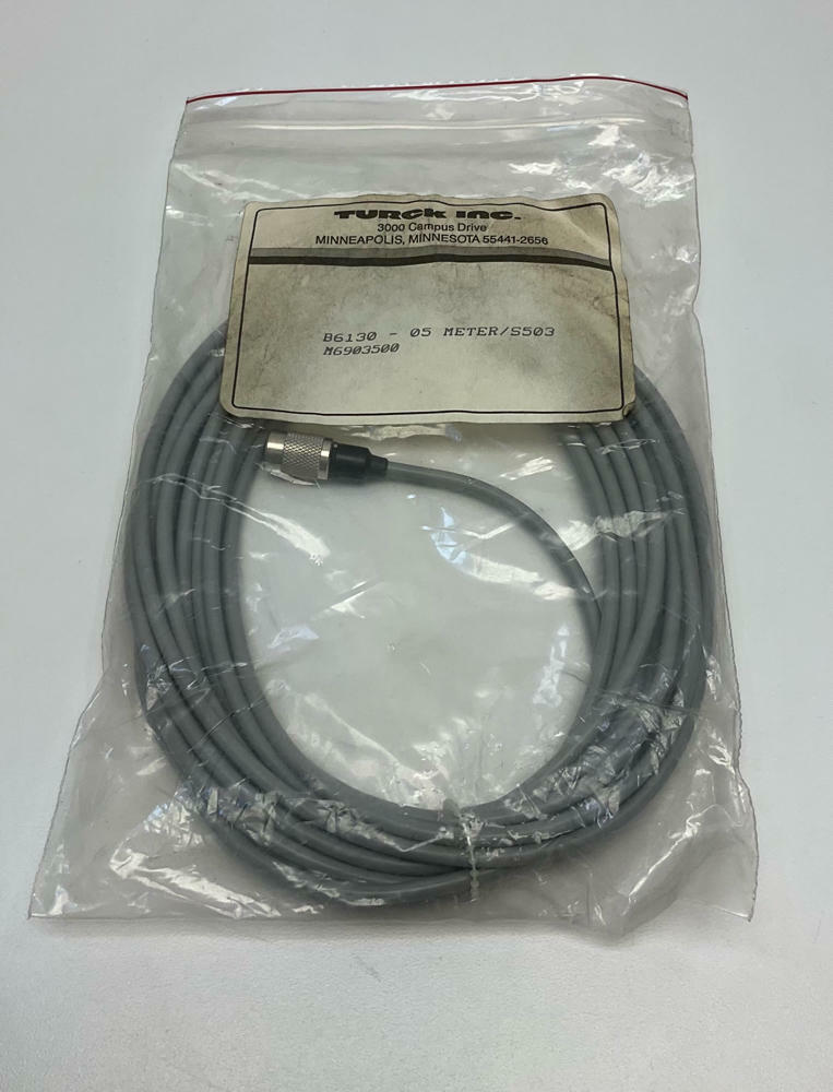 Turck  B6130-05  3-Pin, 3-Wire Straight Female Single End Cable 5-Meters - Like New - 0