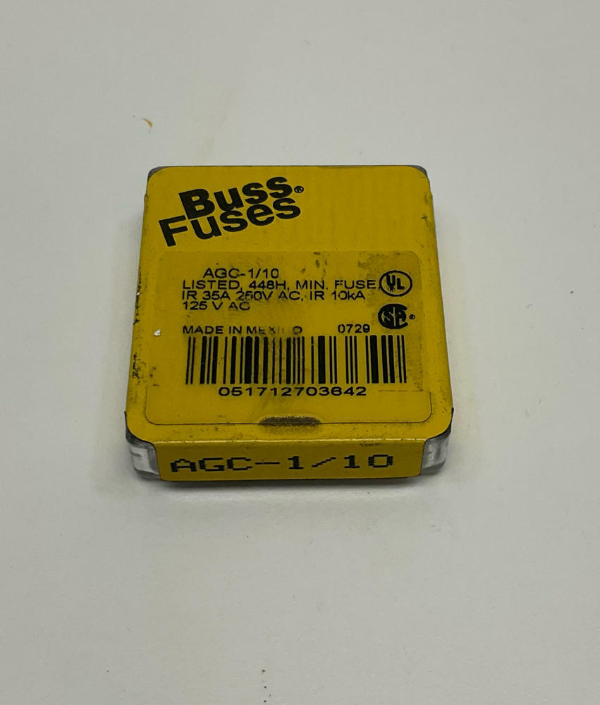 Cooper Bussmann  AGC-1/10  5-Pack  1/10-Amp Fuses 125/250 VAC - Like New - 0