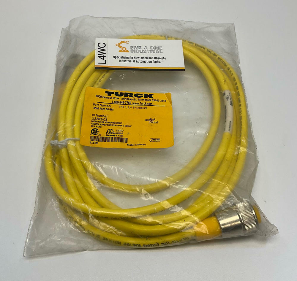 Turck  RSM-RKM-50-3M / U2282-03  5-Pole Male/Female Straight Cable 3-Meters - Like New