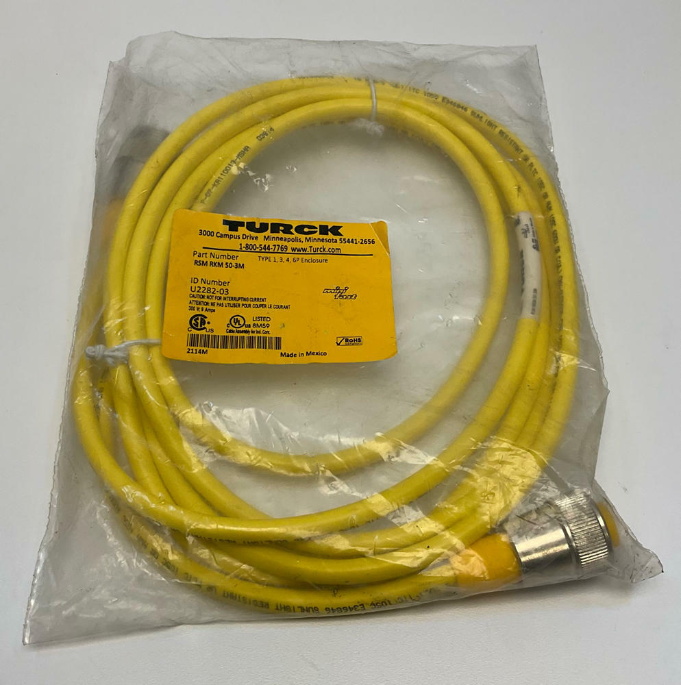 Turck  RSM-RKM-50-3M / U2282-03  5-Pole Male/Female Straight Cable 3-Meters - Like New - 0