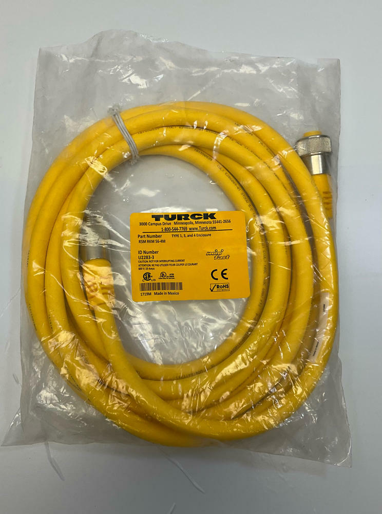 Turck  RSM-RKM-56-4M  5-Pole Minifast Cable Male/Female U2283-3  4-Meters - Like New - 0