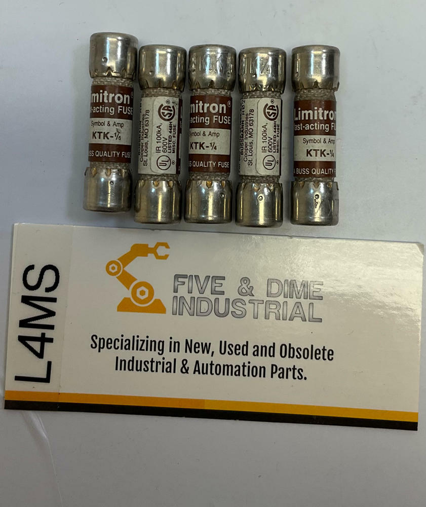 Bussman KTK-1/4 Lot of 5 Limitron Fuses 1/4 - Amp, 0.25 - Like New