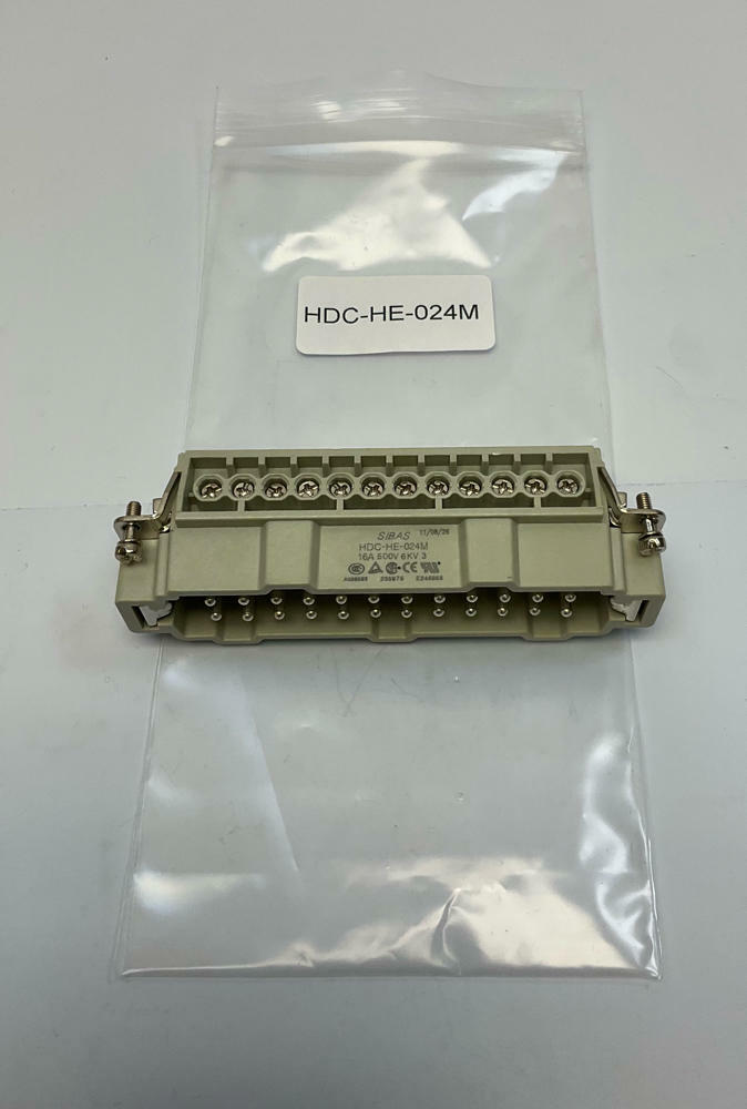 Sibas  HDC-HE-024M  24-Pin Insert, Male Connector w/ Screw Terminals - Like New - 0