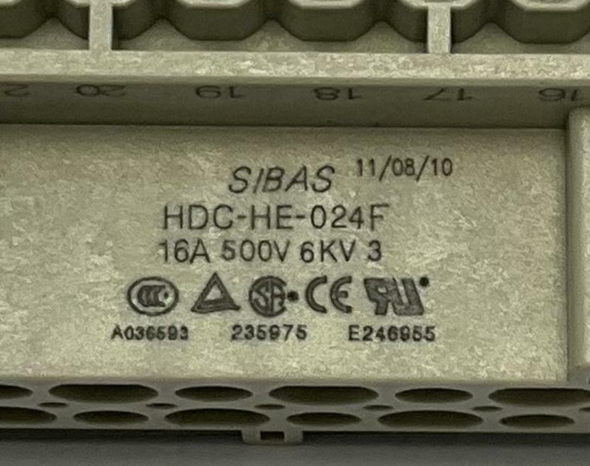 Sibas  HDC-HE-024F  24-Pin Insert, Female Connector w/ Screw Terminals - Like New