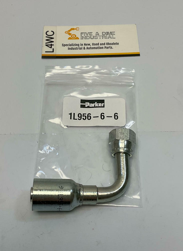 Parker  1L956-6-6  3/8'' ID Hose Crimp x 9/16-18''  Female JIC Swivel Fitting - Like New