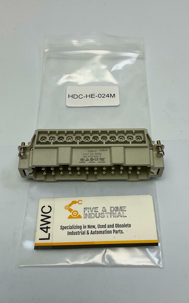 Sibas  HDC-HE-024M  24-Pin Insert, Male Connector w/ Screw Terminals - Like New